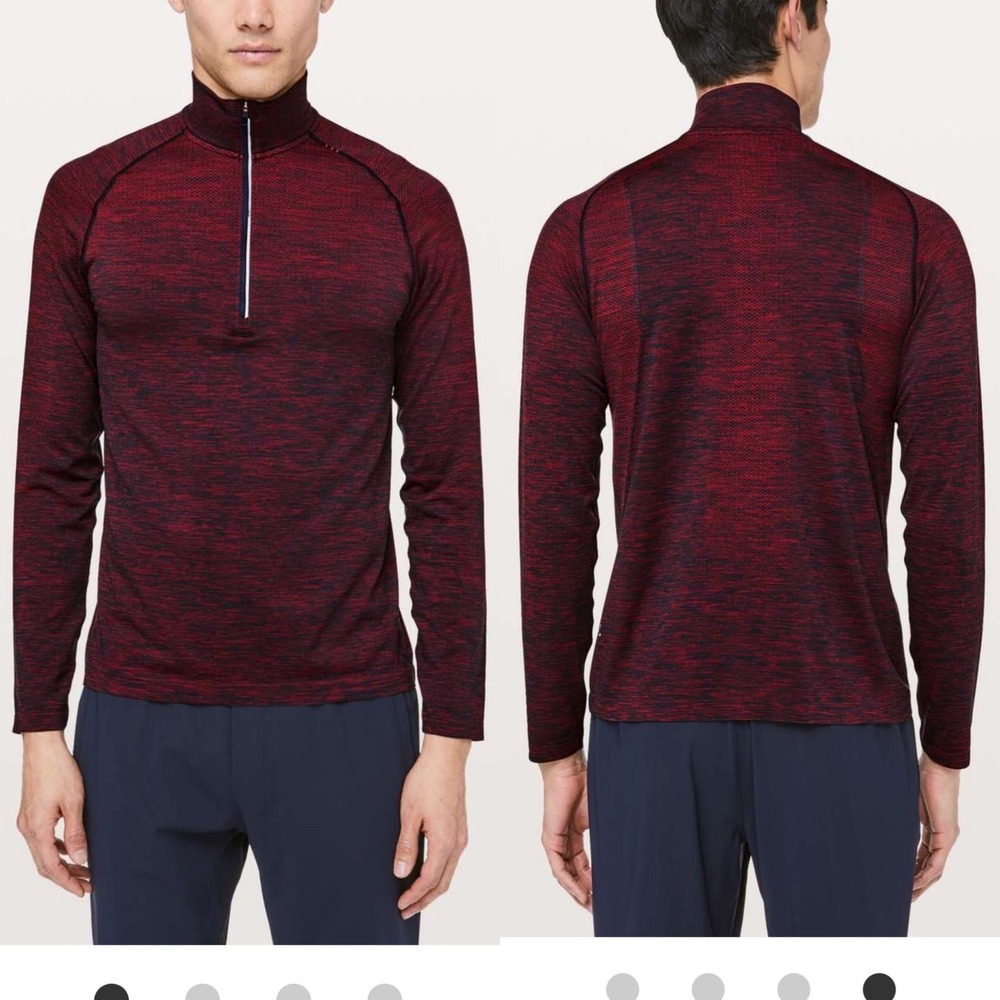 Lululemon Men's Metal Vent Tech 1/2 Zip Pullover Small Red‎ Black Space Dye